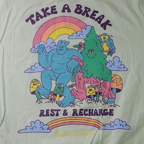 NEW XL REST RECHARGE RETREAT ZUMIEZ ART MUSHROOM TREE TSHIRT extra large NWT - Picture 1 of 12
